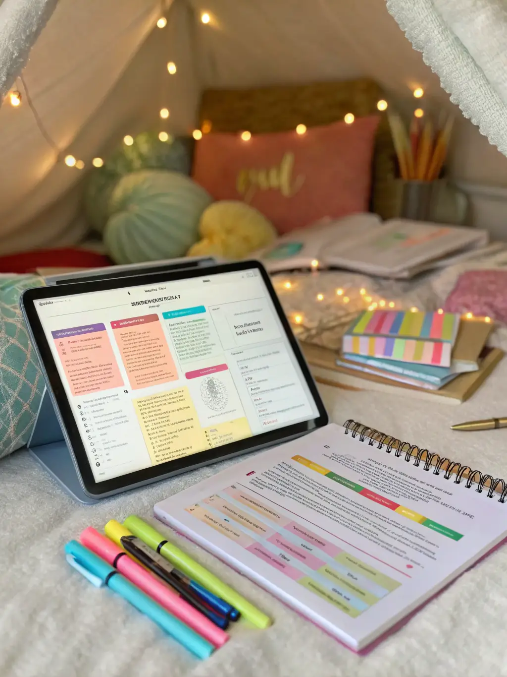 A visually appealing image of well-organized and easily accessible digital study materials on a tablet or laptop screen.